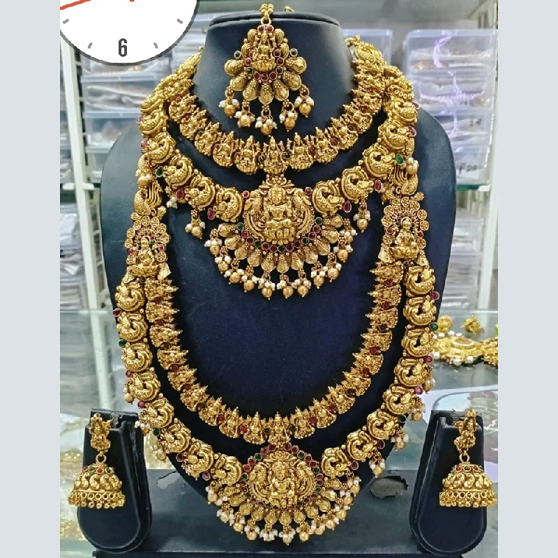 Beautiful women necklaces-Manisha Jewellery Gold Plated Double Necklace Set