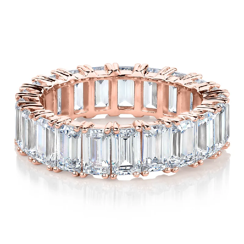 Personalized gold women rings-All-rounder eternity band with 6.3 carats* of diamond simulants in 10 carat rose gold