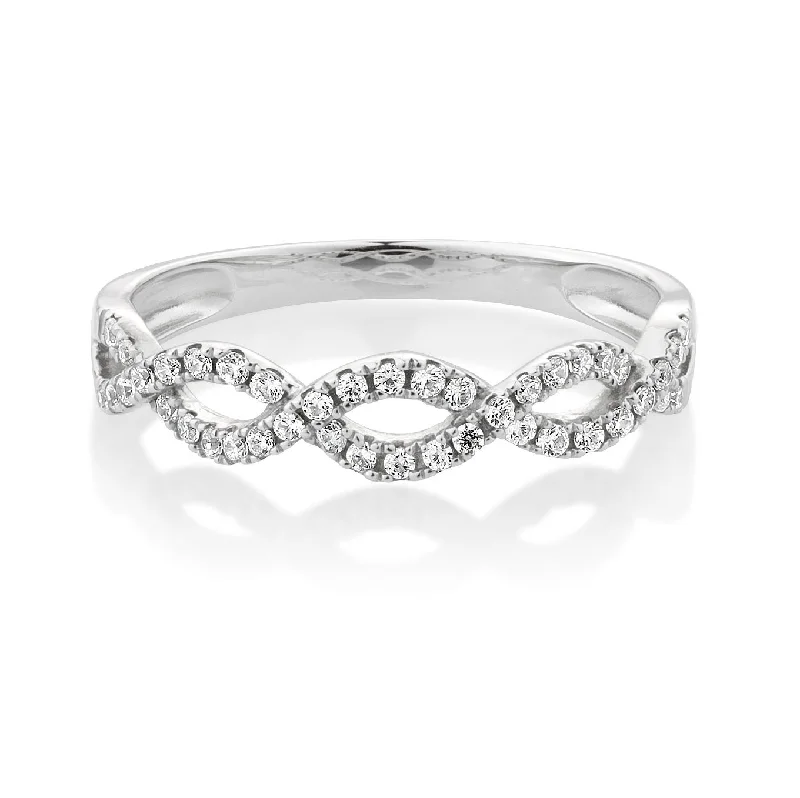 Adjustable silver women rings-Wedding or eternity band in 10 carat white gold