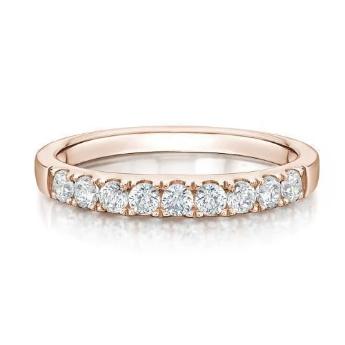 Classic women rings-Wedding or eternity band with 0.54 carats* of diamond simulants in 14 carat rose gold