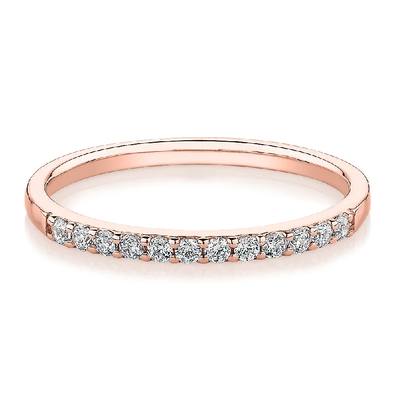 Opal women rings-Wedding or eternity band in 14 carat rose gold