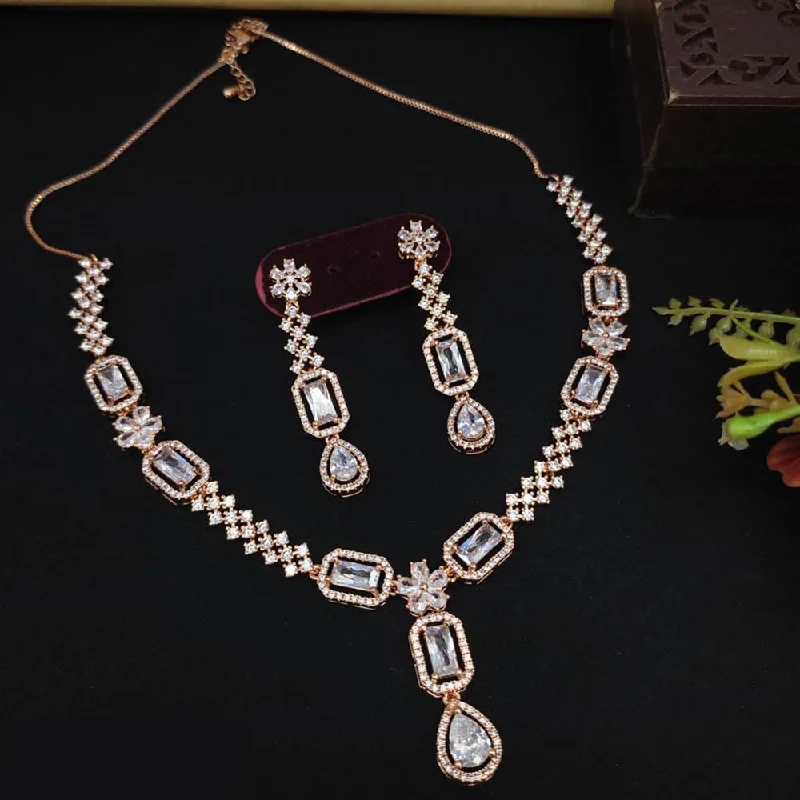 Petite women necklaces-Aamrapali  American Diamond Necklace Set