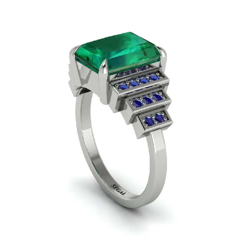 Engagement rings with a twist on tradition for women-Unique Geometric Radiant Emerald Engagement Ring - Wilma No. 66