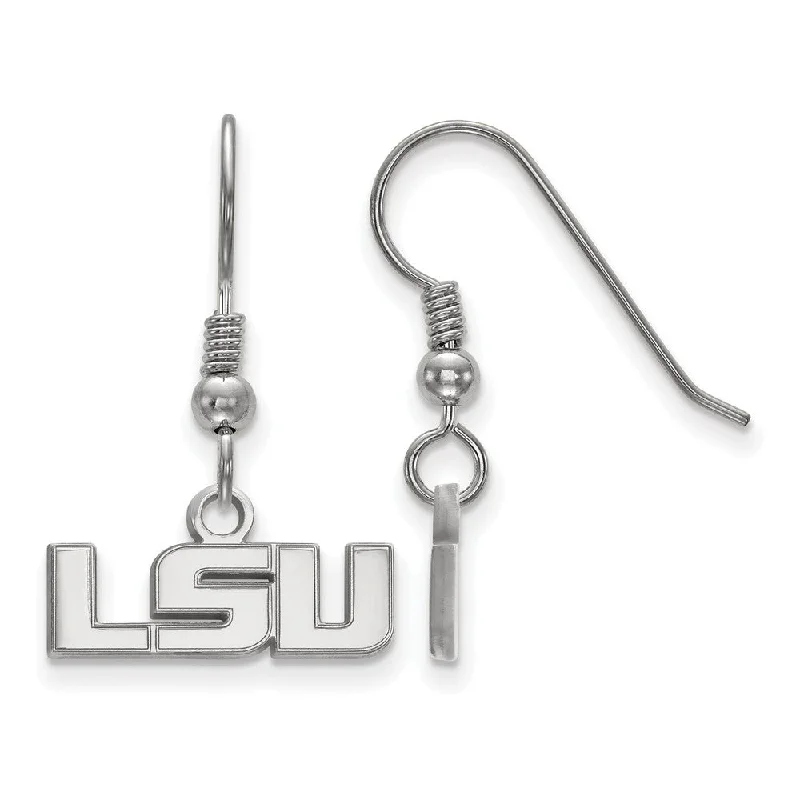 Contemporary women earrings-Sterling Silver Louisiana State U. XS (Tiny) Dangle Wire Earrings