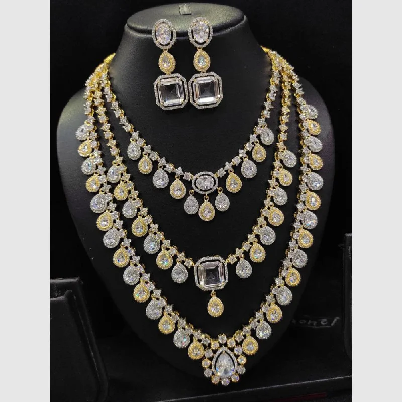 Trendy women necklaces-Aamrapali 2 Tone Plated AD Stone Necklace Set