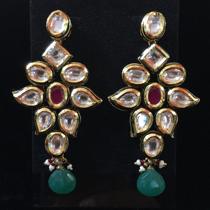 Large statement women earrings-Jadau Earrings 3"