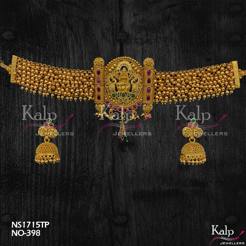 Small women necklaces-Kalp Jewellers Copper Gold Plated Choker Necklace Set