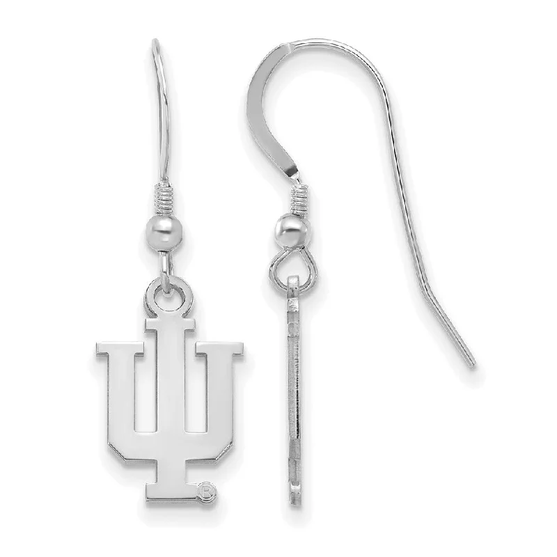 Custom designed women earrings-Sterling Silver Indiana University Small Dangle Earrings