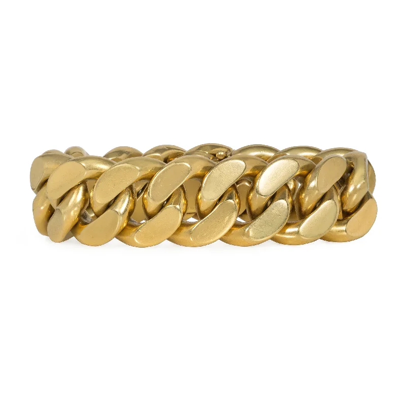 Trendy women bracelets-Retro Mellerio gold oversized curblink bracelet