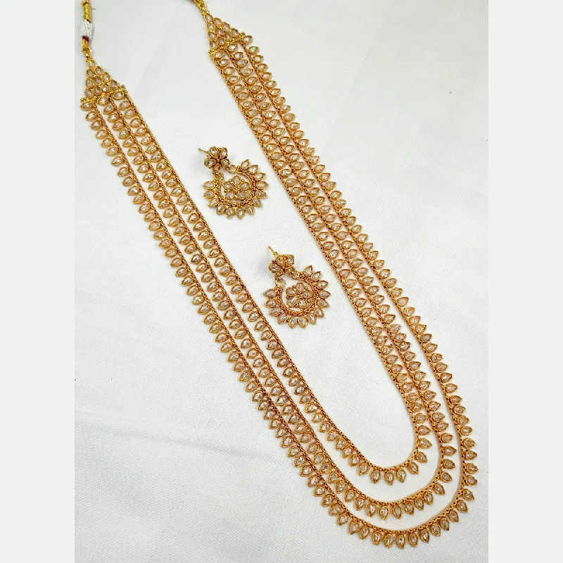 Star women necklaces-Padmawati Bangles Copper Gold Pota Stone Long Necklace Set