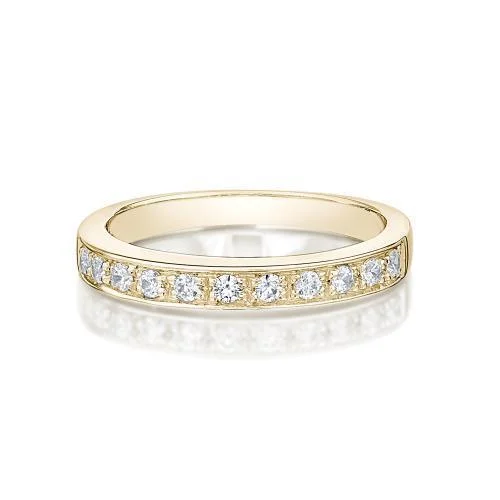 Pearl band women rings-Wedding or eternity band in 14 carat yellow gold