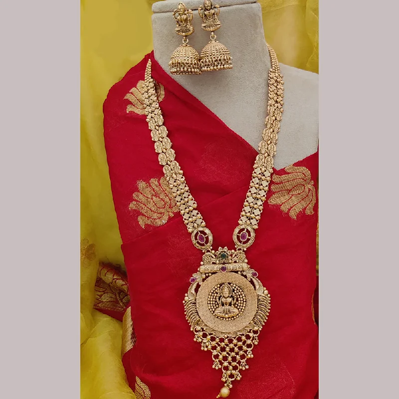 Romantic women necklaces-Jewel Addiction Copper Rajwadi Finish Pota Stone Long Necklace Set