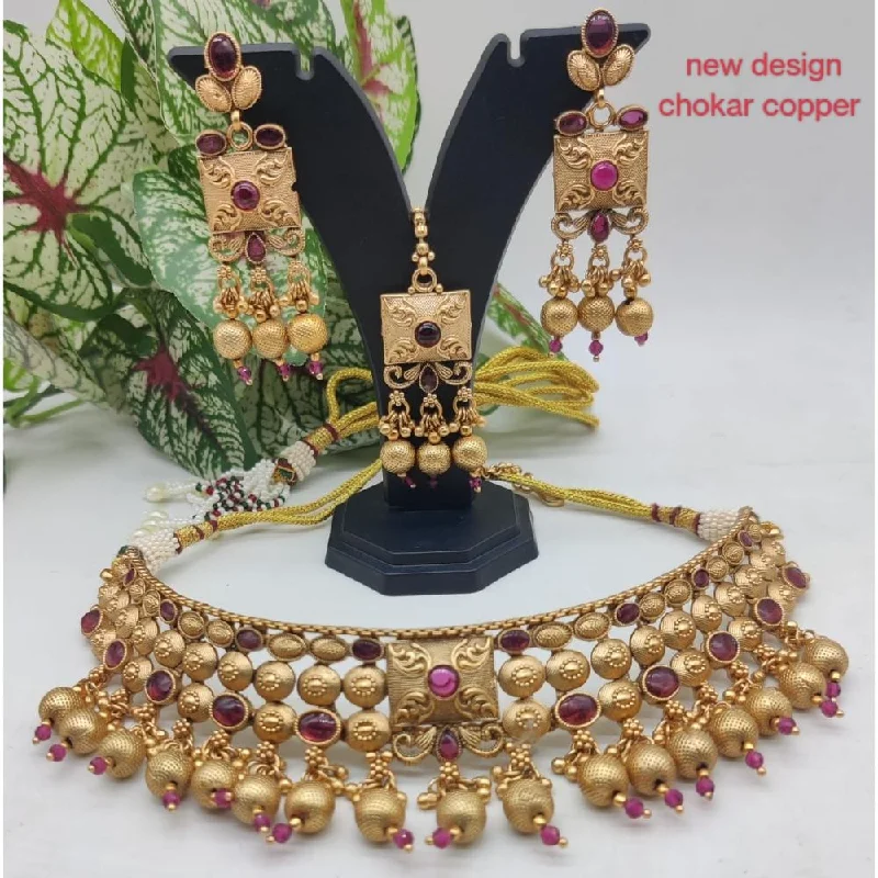 Noble women necklaces-Akruti Collection Gold Plated Choker Necklace Set