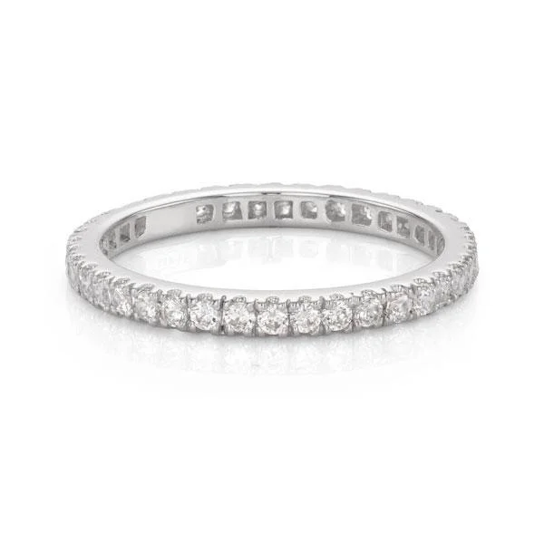 Infinity women rings-All-rounder eternity band with 0.58 carats* of diamond simulants in 14 carat white gold