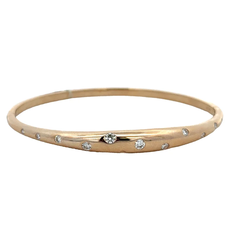 Luxury women bracelets-Flush Set Diamond Bangle Bracelet in Yellow Gold