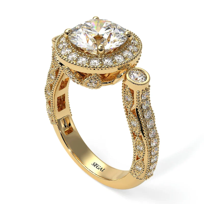 Ethical engagement rings for women-Milgrain Halo Pave Diamond Engagement Ring - Mabel No. 1