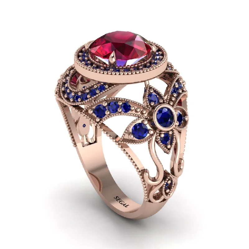 Fancy shape engagement rings for women-Edwardian Gold Engagement Ring Royal Antique With Ruby - Abbie No. 71