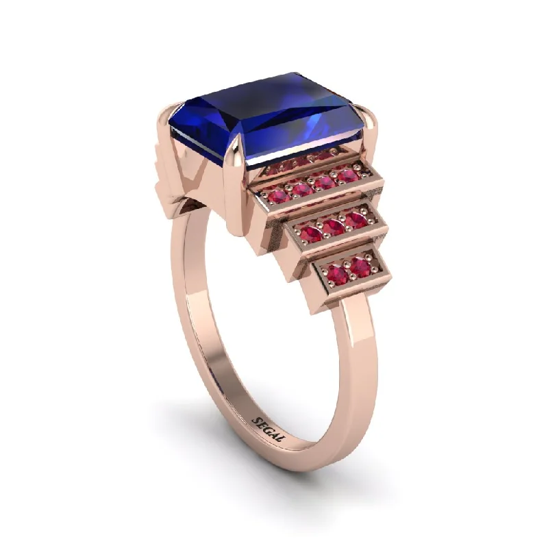 Eco-friendly engagement rings for women-Unique Geometric Radiant Sapphire Engagement Ring - Wilma No. 59