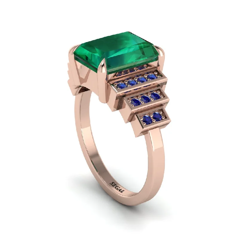 Affordable engagement rings for women with diamonds-Unique Geometric Radiant Emerald Engagement Ring - Wilma No. 65