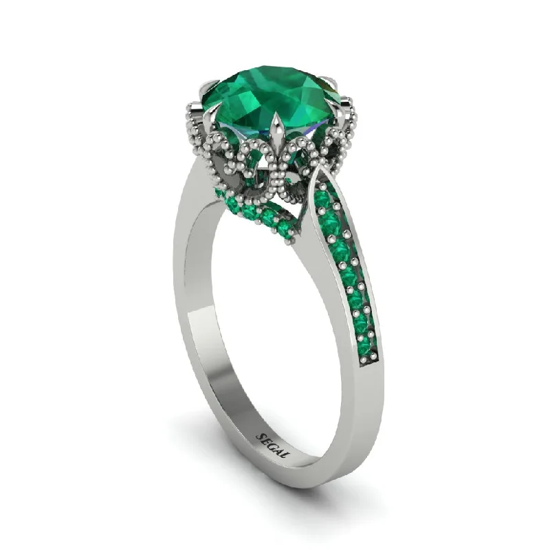 Fancy shape engagement rings for women-Emerald Milgrain Engagement Ring - Yara No. 21