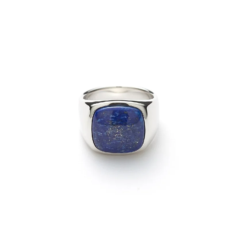 Nature-inspired women rings-Signet Ring Lapis