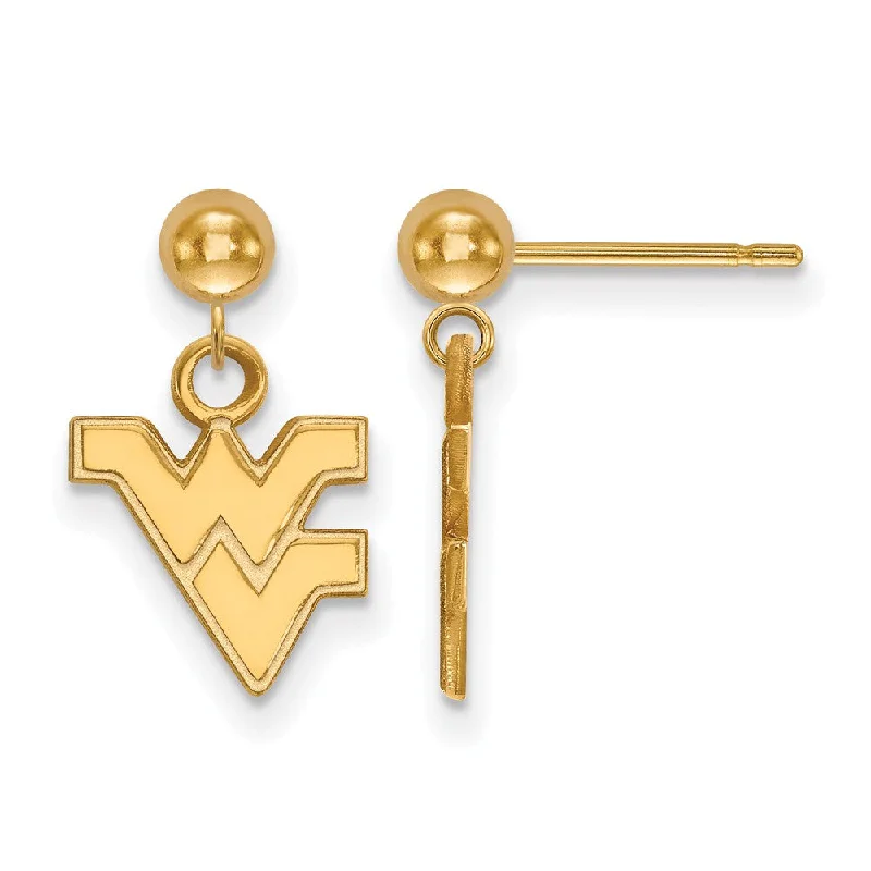 Organic women earrings-14k Gold Plated Silver West Virginia Univ. Dangle Earrings