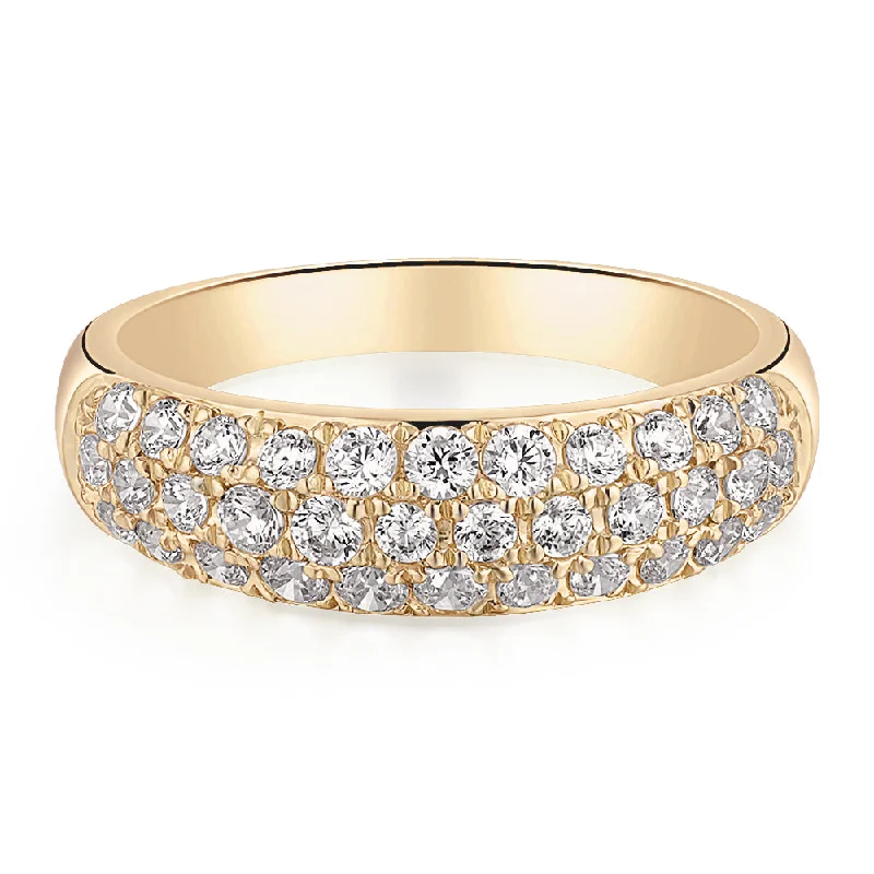 Sapphire women rings-Dress ring with 0.52 carats* of diamond simulants in 10 carat yellow gold