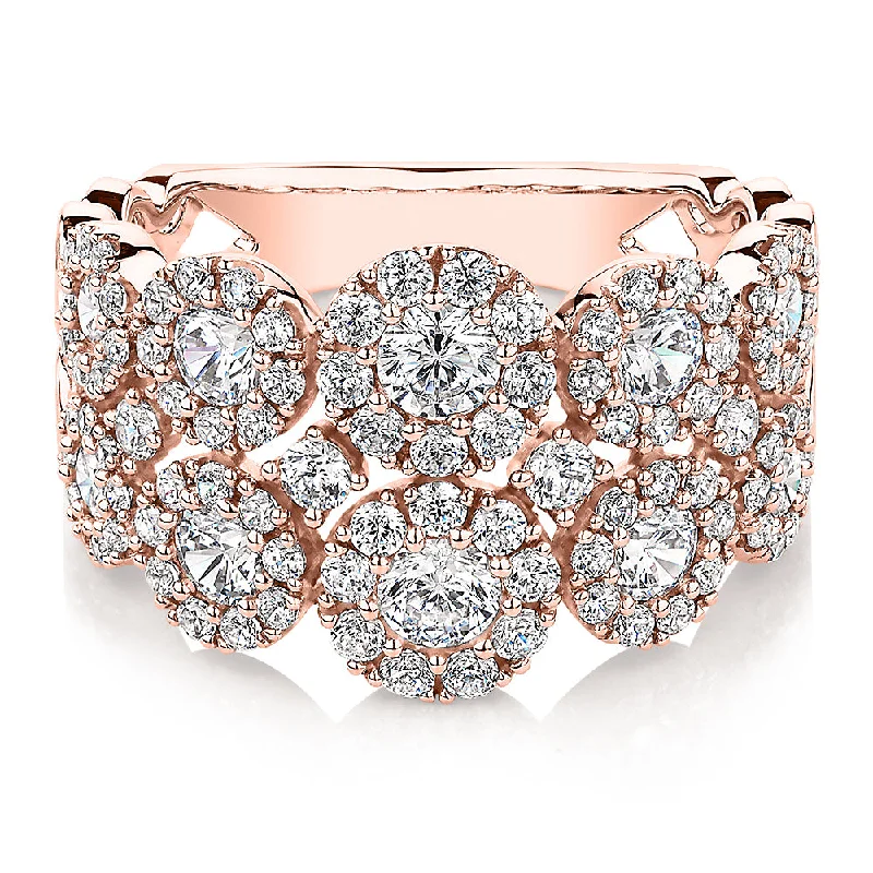 Titanium women rings-Celeste Dress ring with 1.87 carats* of diamond simulants in 10 carat rose gold