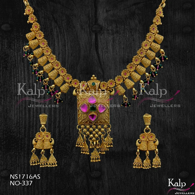 Long women necklaces-Kalp Jewellers Copper Gold Plated Necklace Set