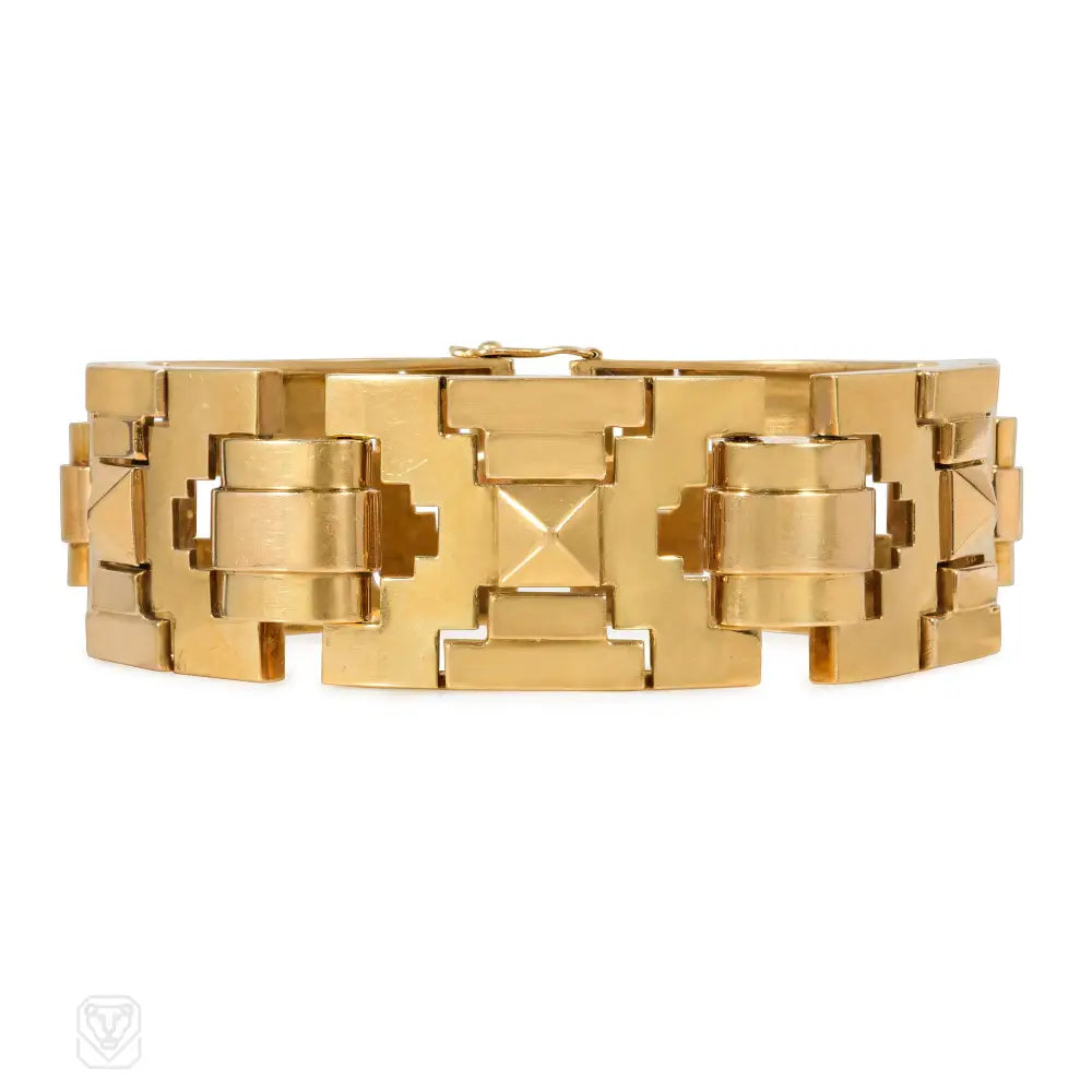 Sparkling women bracelets-Retro gold pyramid tank bracelet