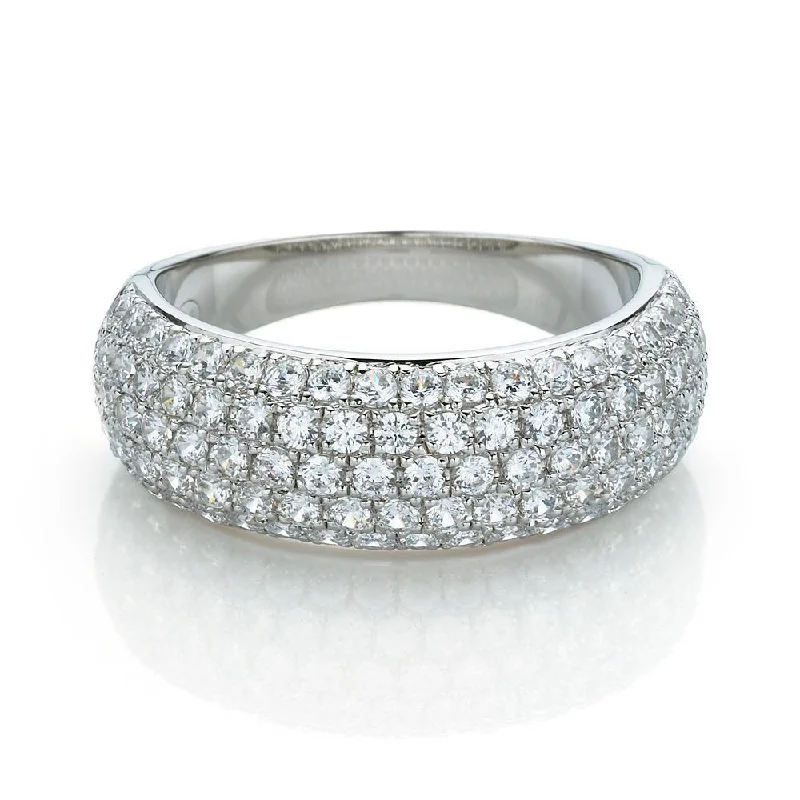 Stackable engagement women rings-Dress ring with 1.4 carats* of diamond simulants in 10 carat white gold