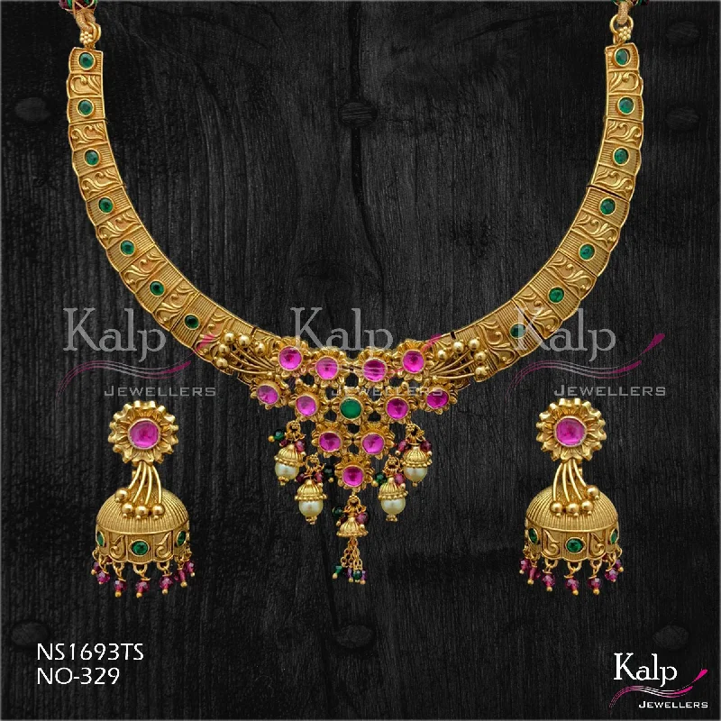 Snake chain women necklaces-Kalp Jewellers Copper Gold Plated Necklace Set