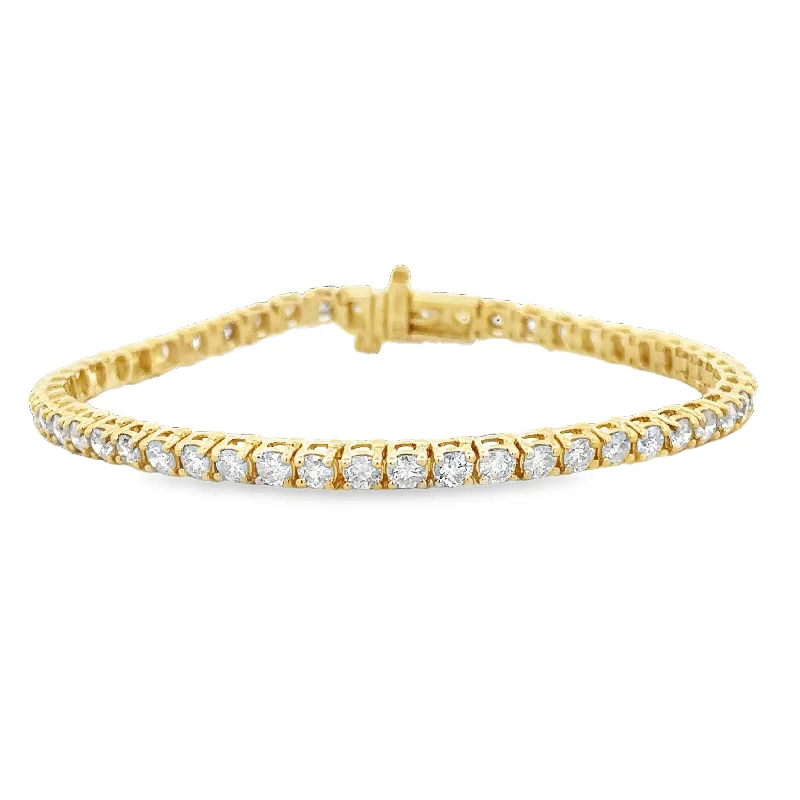 Customized charm women bracelets-5.0 CTW Diamond Tennis Bracelet in Yellow Gold