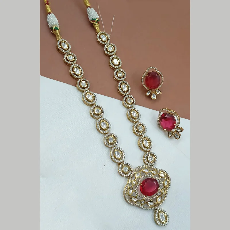 Gold-plated women necklaces-Padmawati Bangles Gold Plated Polki Kundan Necklace Set