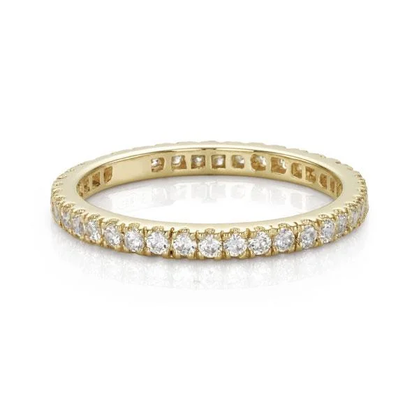 Simple women rings-All-rounder eternity band with 0.58 carats* of diamond simulants in 14 carat yellow gold