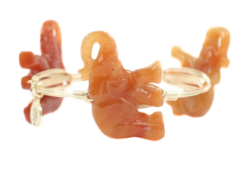 Gemstone women bracelets-The Orange Elephant Bangle Bracelet