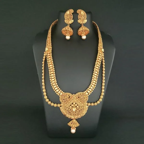 Vintage women necklaces-Darshana Jewels AD Stone Copper Necklace Set - FBB0036A