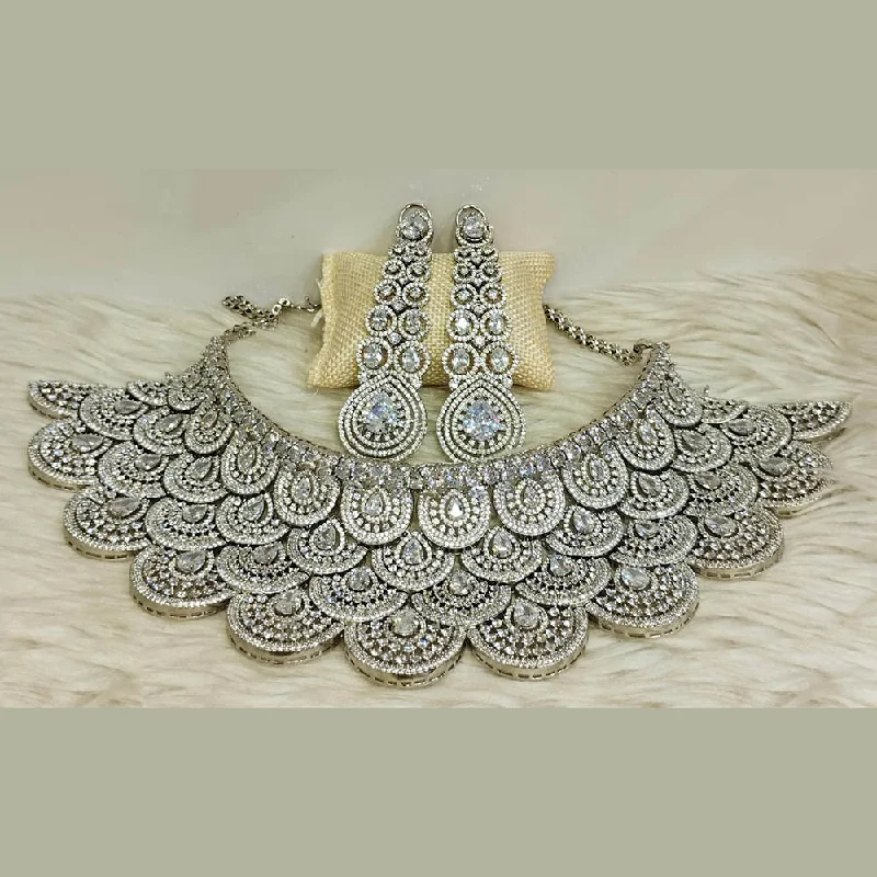 Transparent women necklaces-Jain Jewellers Silver Plated AD Necklace Set