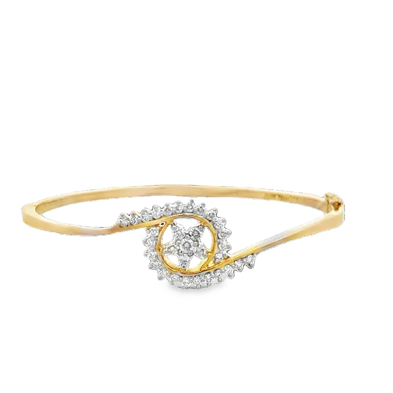 Chic women bracelets-Diamond Spiral Bangle Bracelet in 18k Yellow Gold