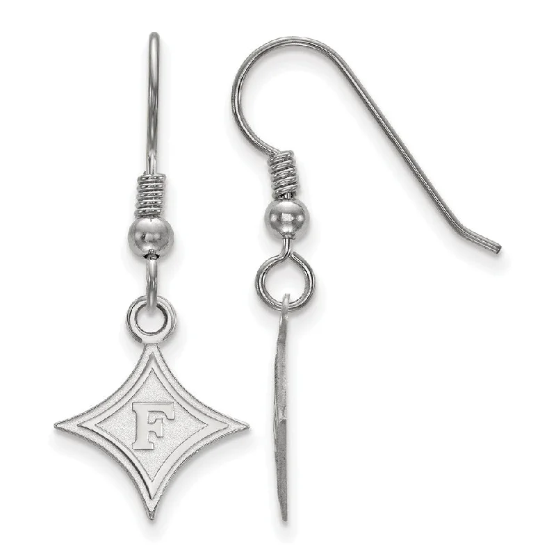 Bridal earrings for women-Sterling Silver Furman University Small Dangle Earrings