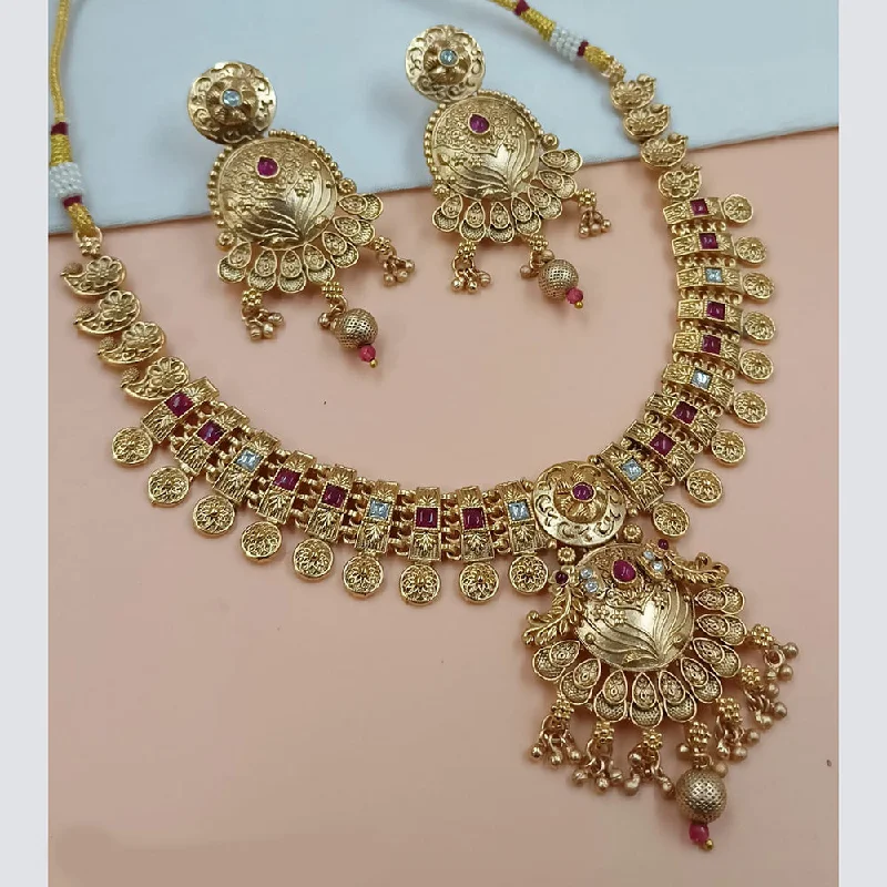 Butterfly women necklaces-Padmawati Bangles Gold Plated Pota Stone Necklace Set