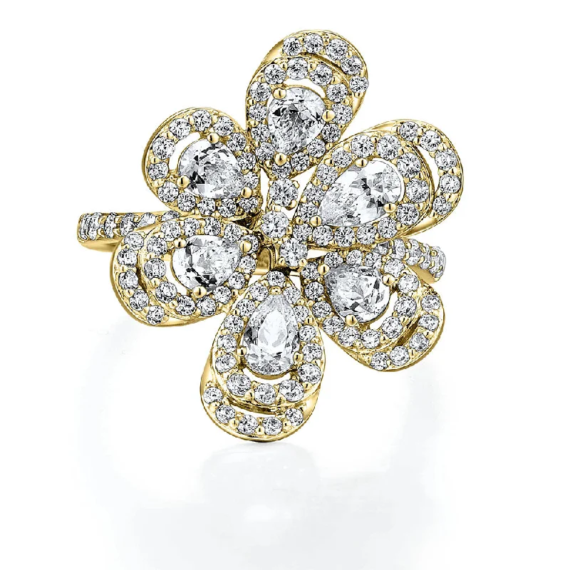 Wedding women rings-Dress ring with 2.11 carats* of diamond simulants in 10 carat yellow gold