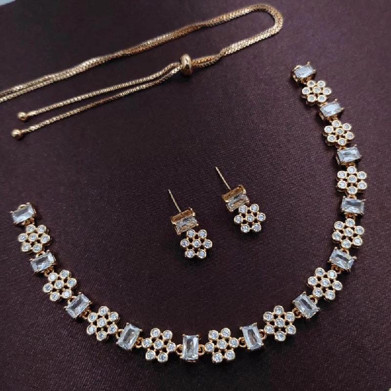 Classic women necklaces-Aamrapali  American Diamond Necklace Set