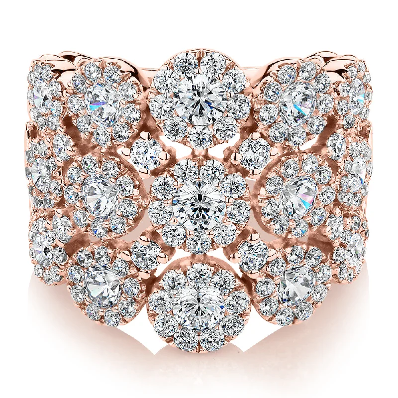 Vintage engagement women rings-Celeste Dress ring with 2.86 carats* of diamond simulants in 10 carat rose gold