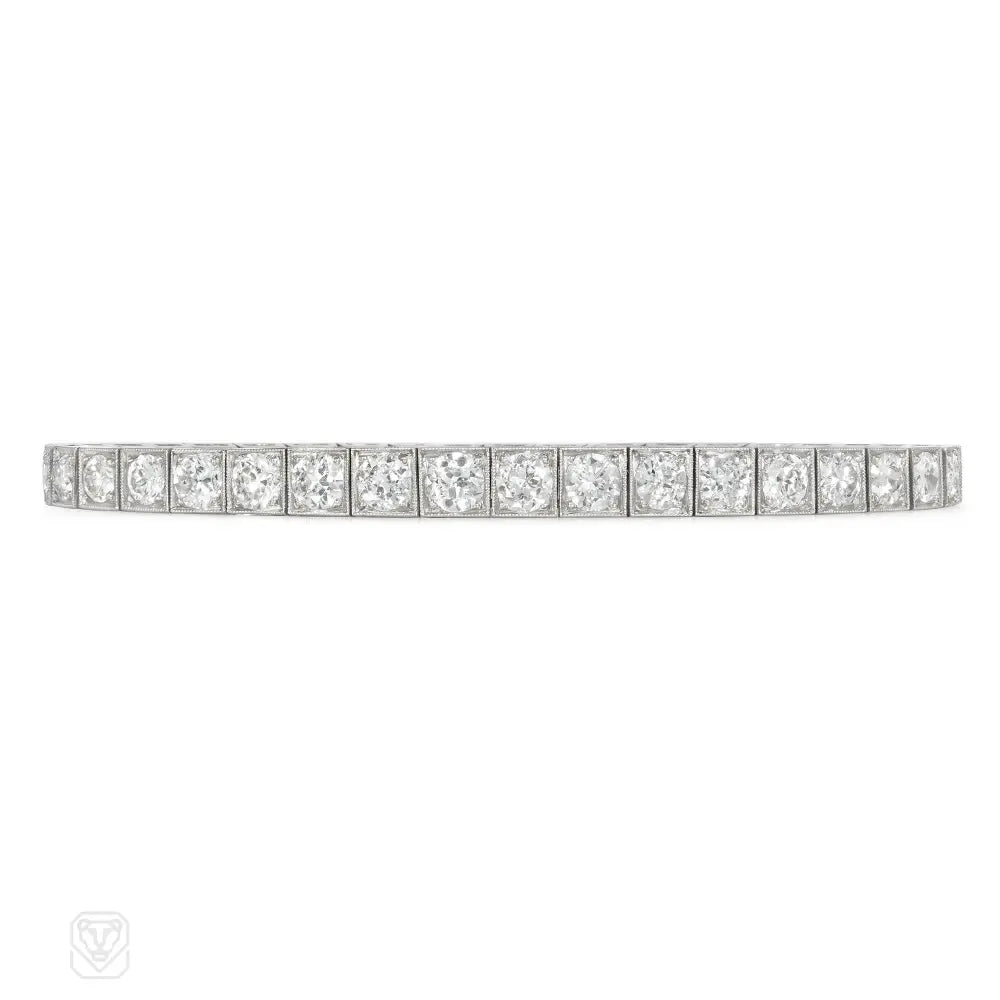 Customized charm women bracelets-Art Deco tapering diamond line bracelet