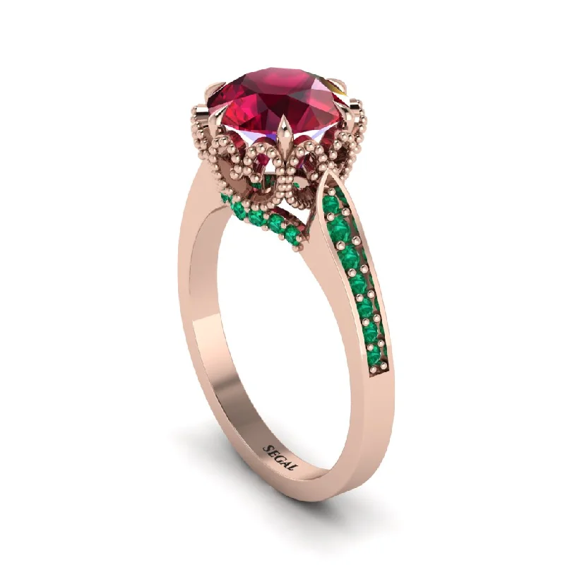 Engagement rings for brides-to-be-Ruby Milgrain Engagement Ring - Yara No. 26