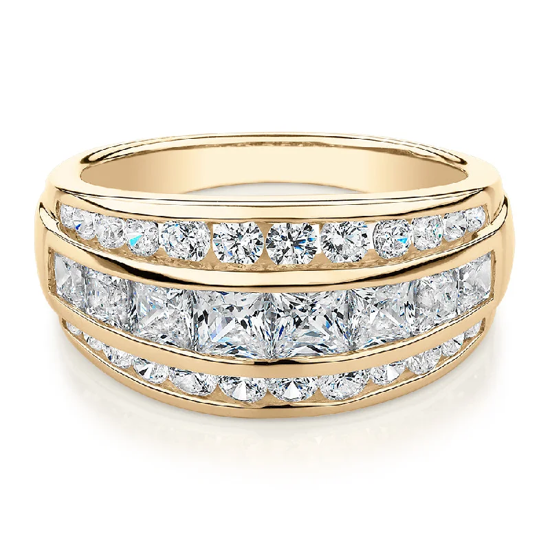 Elegant gemstone women rings-Dress ring with 2.42 carats* of diamond simulants in 10 carat yellow gold