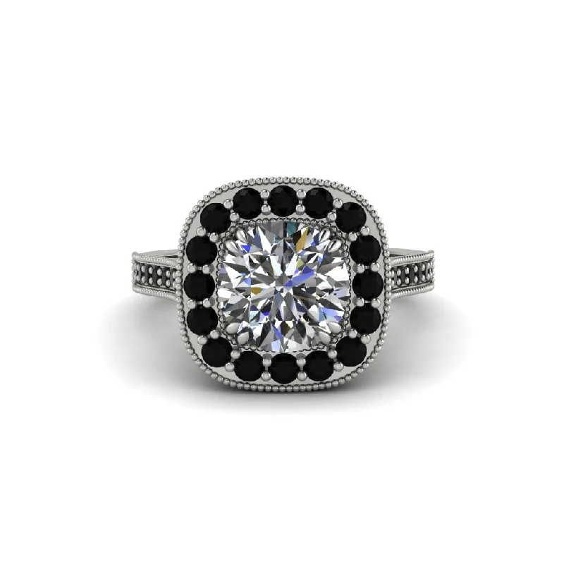 Non-traditional engagement rings for women-Milgrain Halo Round Diamond Engagement Ring - Odette No. 33