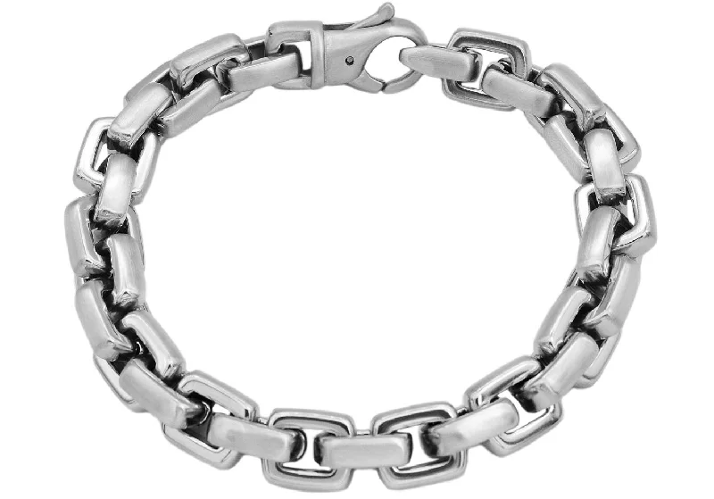 Personalized women bracelets-Mens Stainless Steel Square Link Chain Bracelet