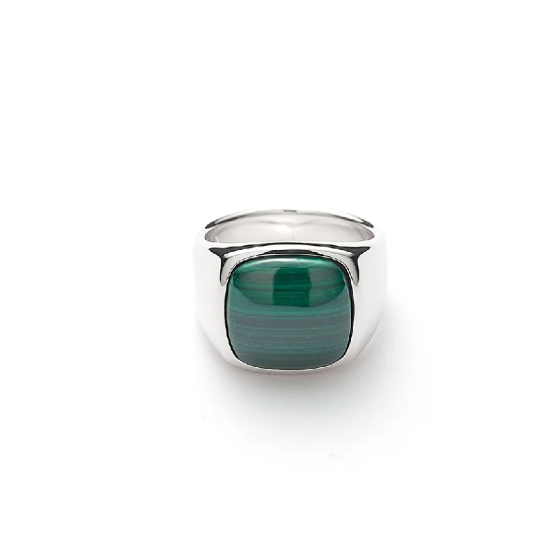 Modern women rings-Signet Ring Malachite